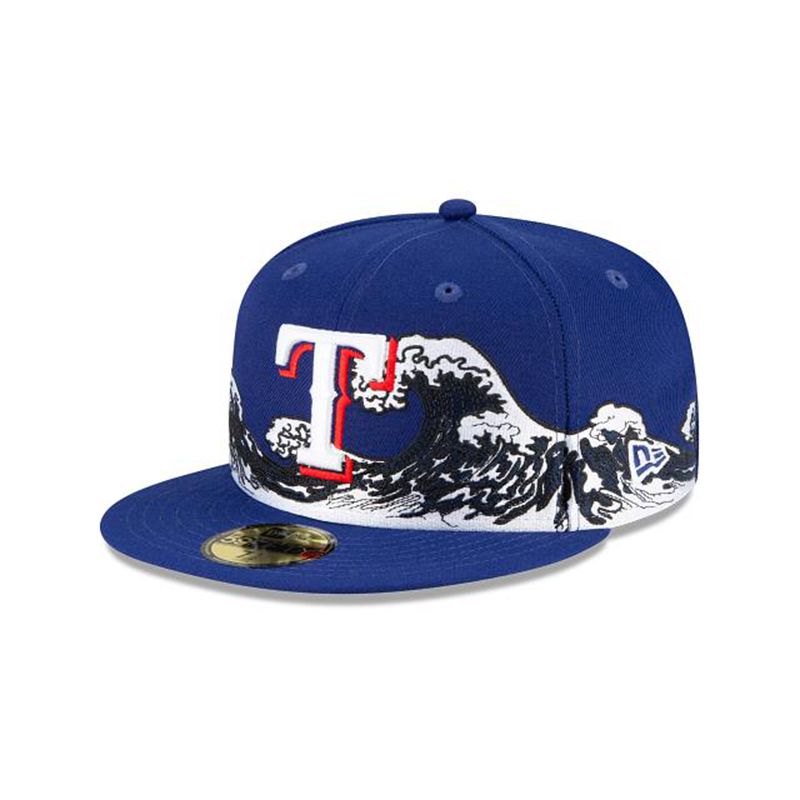 MLB Texas Rangers Wave 59Fifty Fitted (GUW7301) - Blue New Era Caps